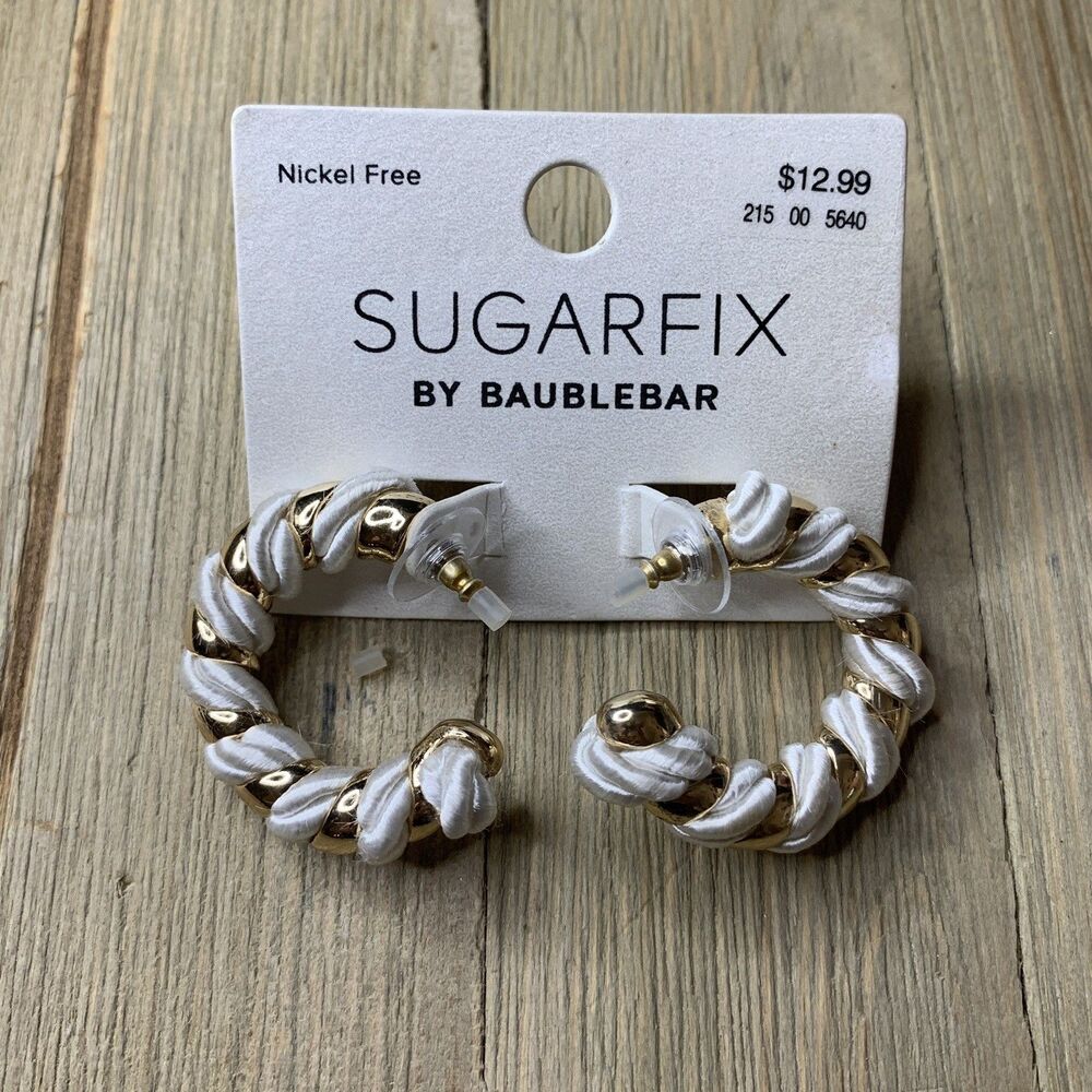 SUGARFIX® by BaubleBar White Gold Silky Twisted Cord Hoop Earrings Xmas Festive